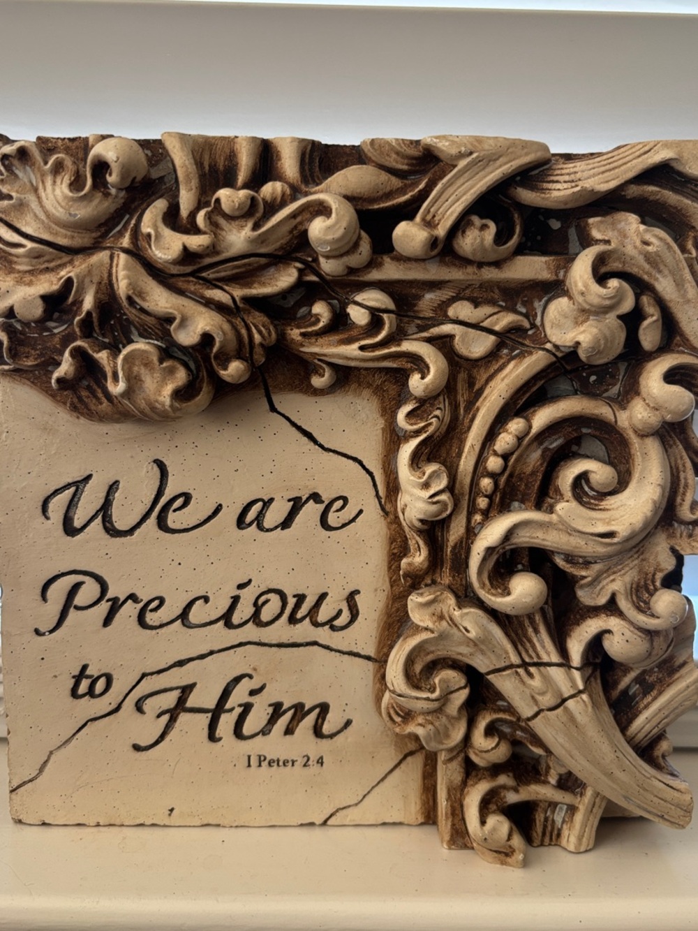 Decorative 'We Are Precious to Him' Wall Plaque - Cream and Brown